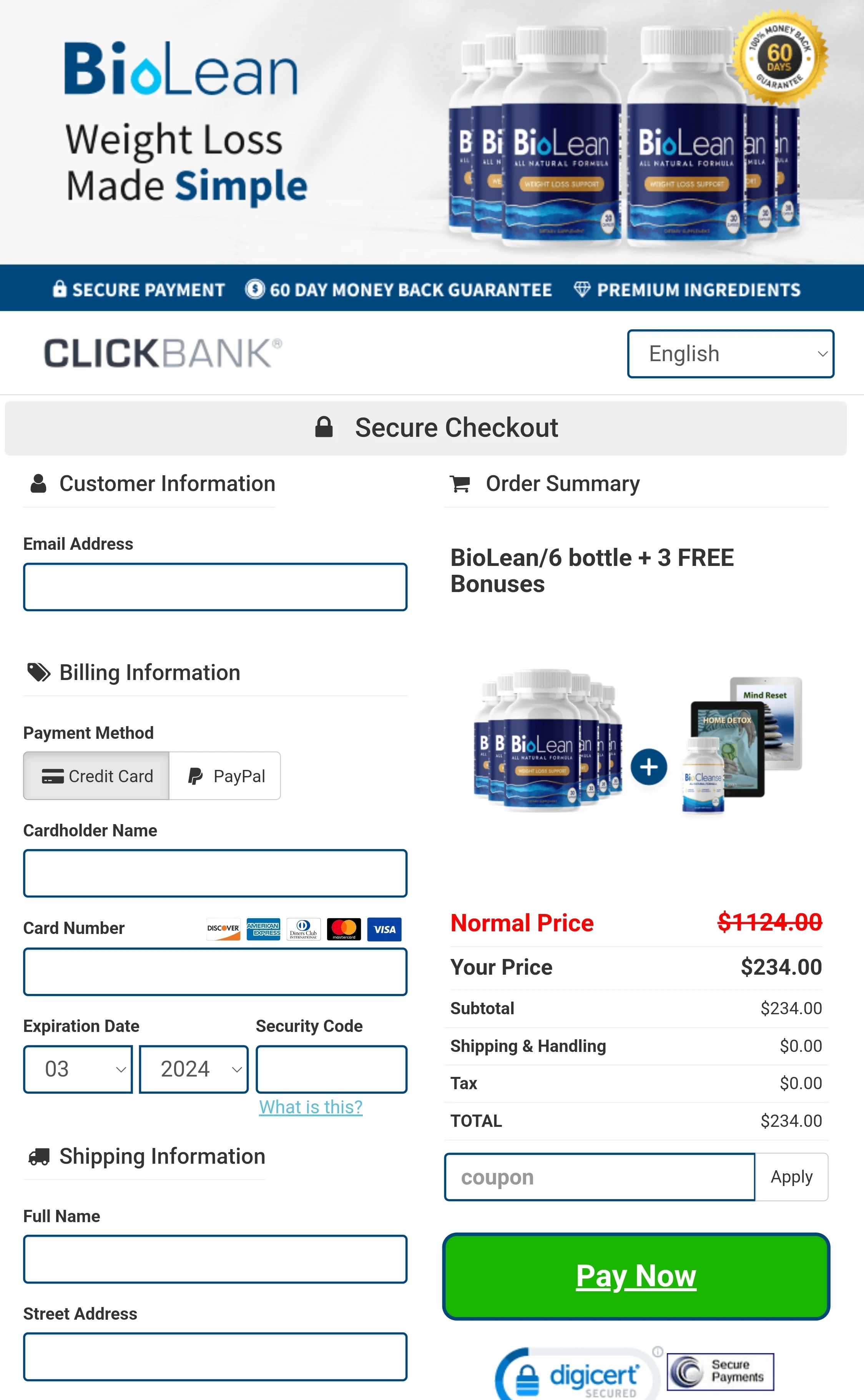 BioLean Order Form